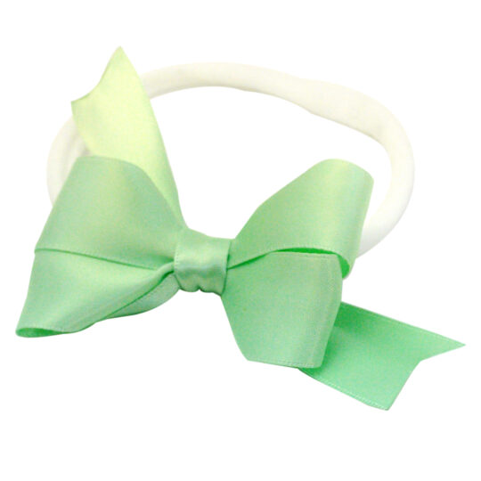 Baby Headband Satin Bow Green