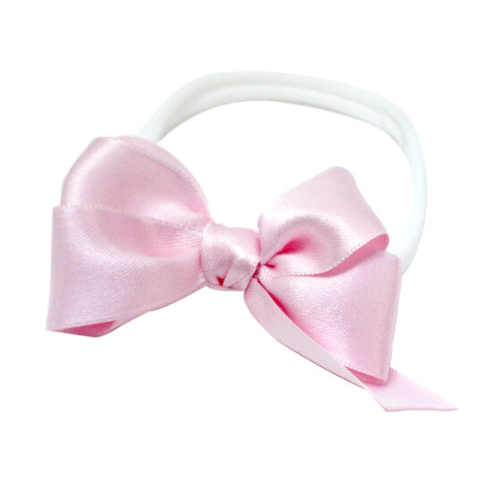 Baby Headband Satin Bow Pink