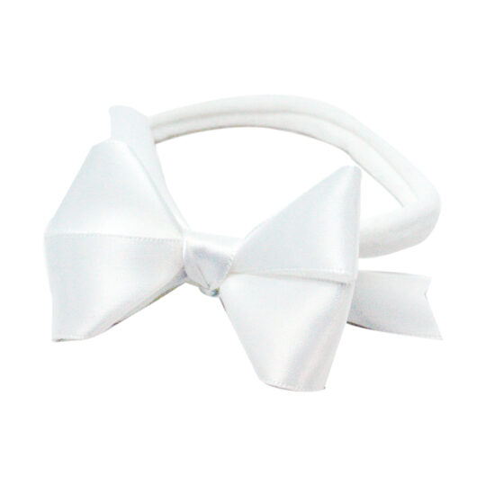Baby Headband Satin Bow White
