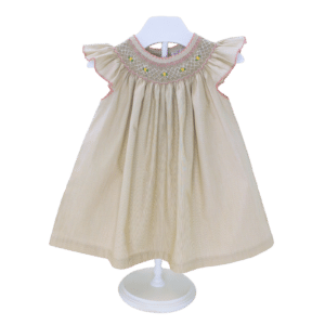 Beige Pima Cotton Smocked Dress