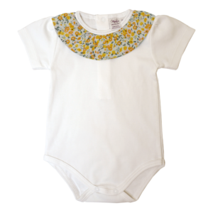 Floral Poplin Pima Onesie Set Yellow