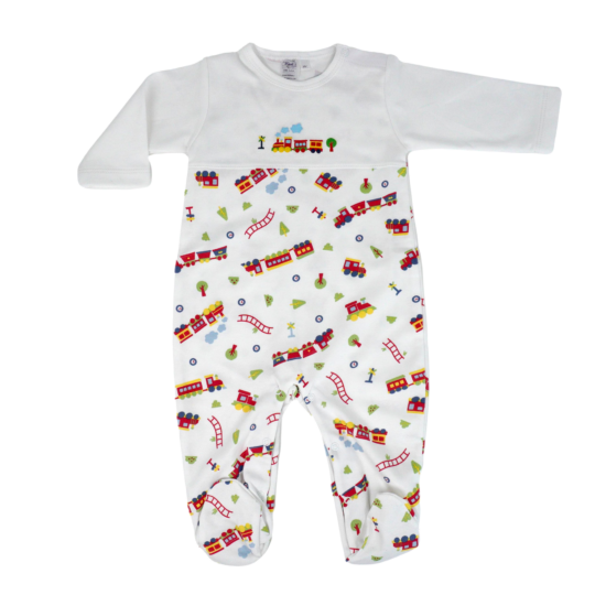 Trains Pima Cotton Baby Footie Pajamas
