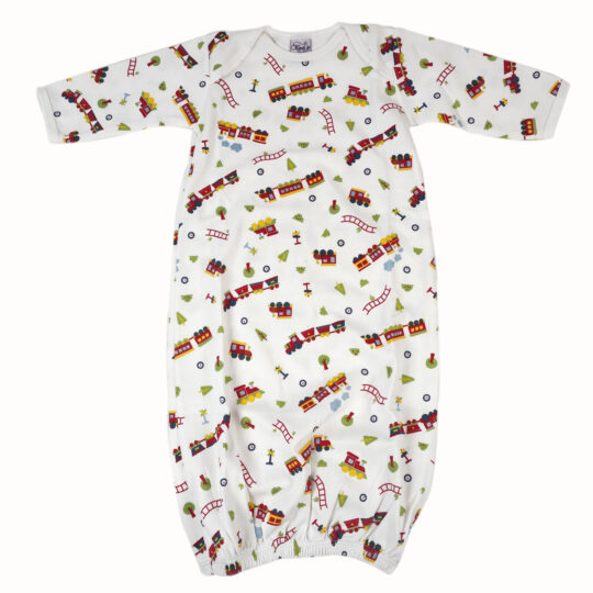 Trains Pima Cotton Baby Gown Pajamas