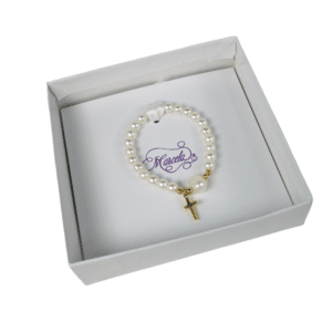 Gold Cross Pearls with One Water Pearl Bracelet