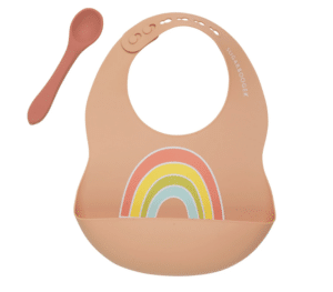 Fresh + Messy Silicon Bib & Spoon Set Rainbows 1