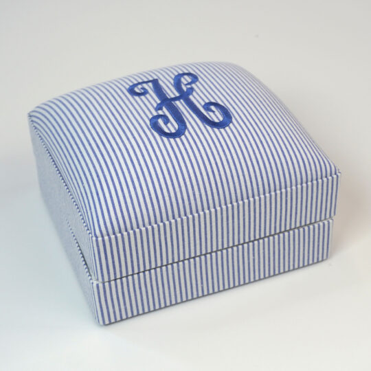 Jewelry Box in Seersucker Stripe Cotton Royal Color