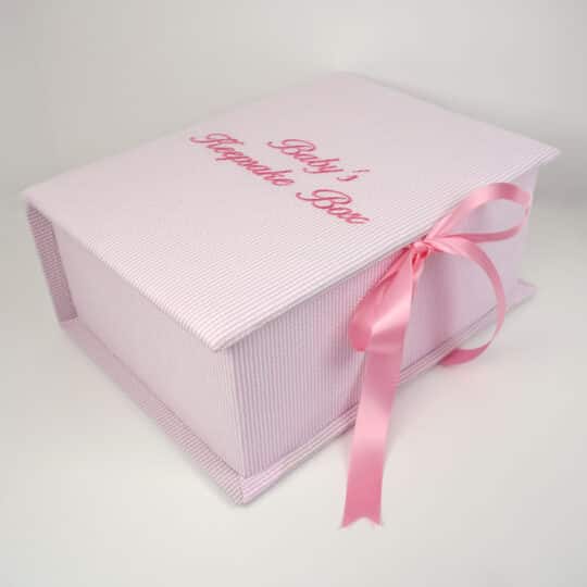 Medium Keepsake Box Seersucker Stripe In Light Pink