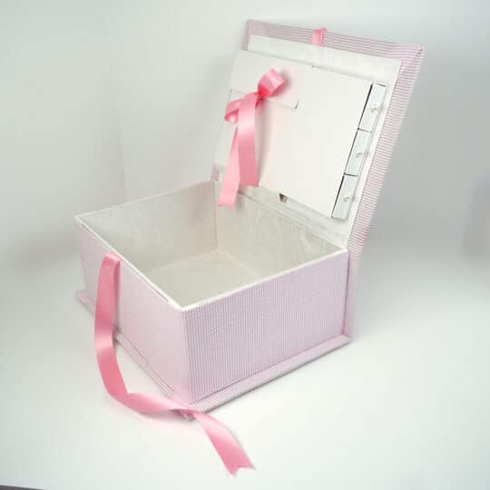 Medium Keepsake Box Seersucker Stripe In Light Pink