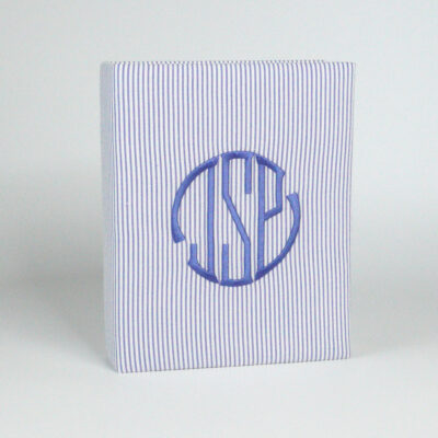 Striped Seersucker Cotton Medium Hardbound Photo Album in Royal