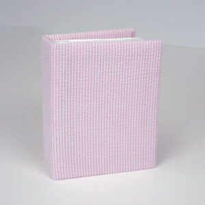 Striped Seersucker Cotton Small Hardbound Photo Album in Pink
