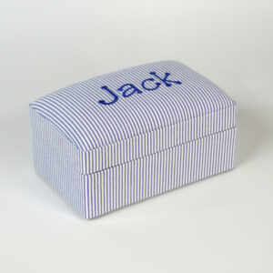 Small Keepsake Box in Stripe Seersucker Cotton