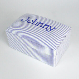 Small Keepsake Box in Stripe Seersucker Cotton