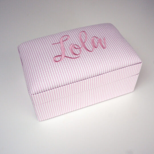 Small Keepsake Box in Stripe Seersucker Cotton