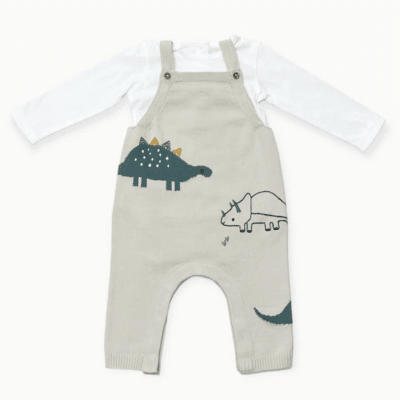 Dino Jacquard Knit Baby Overall Set (Organic) -