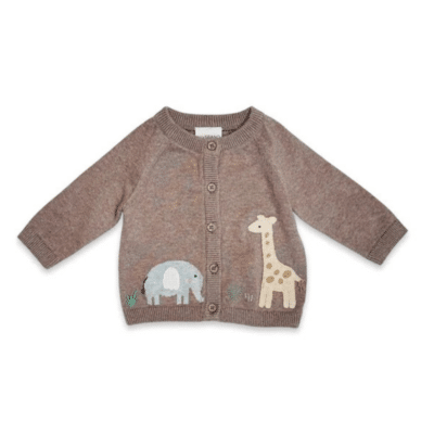 Elephant Giraffe Baby Cardigan Sweater (Organic) - 2 Colors-1