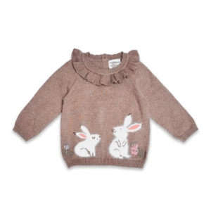 Furry Bunny Ruffle Collar Baby Pullover Sweater (Organic)