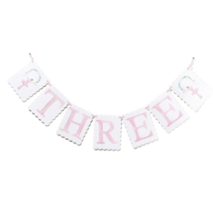 THREE Birthday Banner - Pink-1