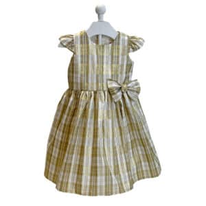 Dress Taffeta Gold White Plaid Girls Gold Holiday Dress