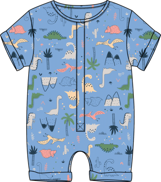 Dinosaurs Pima Cotton Romper Shorts