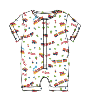 Trains Pima Cotton Romper Pajamas