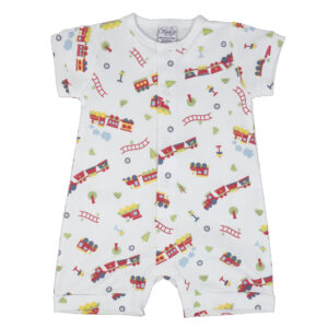 Trains Pima Cotton Romper