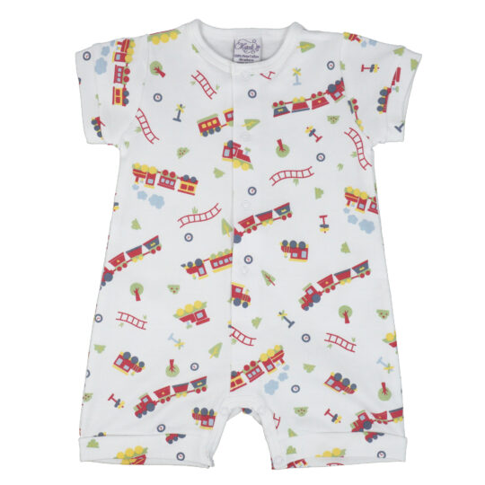 Trains Pima Cotton Romper