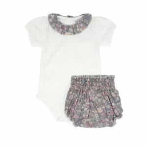 Gray Garden Poplin Pima Cotton Onesie Set