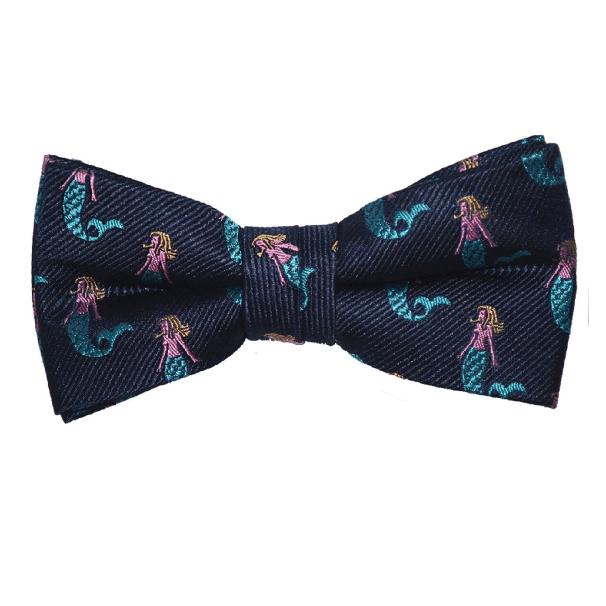 Mermaid Bow Tie - Navy, Woven Silk, Pre-Tied For Kids
