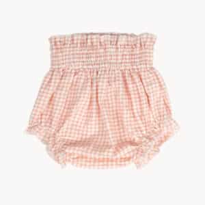 Peter Pan Collar Bloomer Peach Gingham