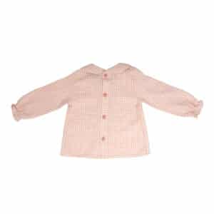 Peter Pan Collar Blouse Peach Gingham
