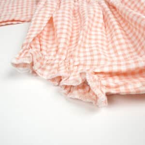 Peter Pan Collar Bloomer Peach Gingham