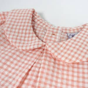 Peter Pan Collar Blouse Peach Gingham