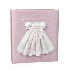 Baby Memory Book In Moiré With Swiss Batiste Dress