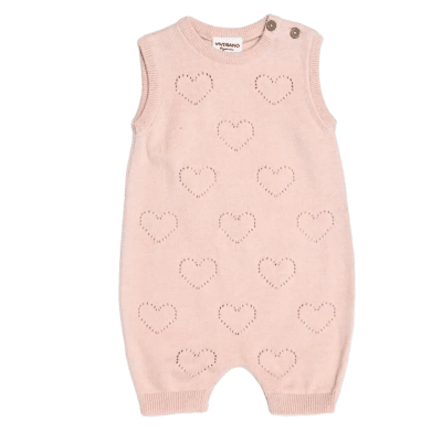 Hearts Pointelle Jacquard Knit Baby Romper (Organic Cotton)