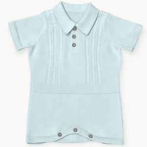 Milan Collar & Cable Knit Baby Bodysuit (Organic Cotton) - 1