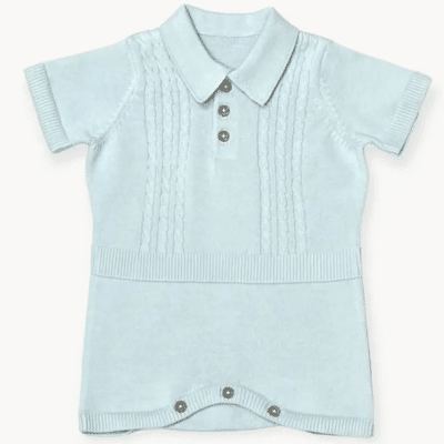 Milan Collar & Cable Knit Baby Bodysuit (Organic Cotton) - 1