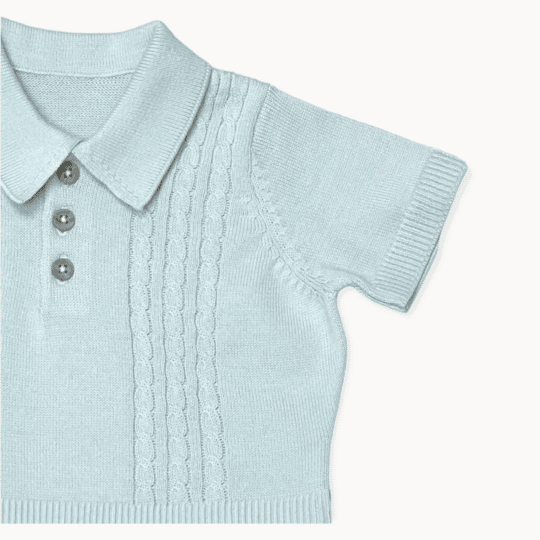 Milan Collar & Cable Knit Baby Bodysuit (Organic Cotton) - 4