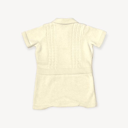 Milan Collar & Cable Knit Baby Bodysuit (Organic Cotton) - Cream-1