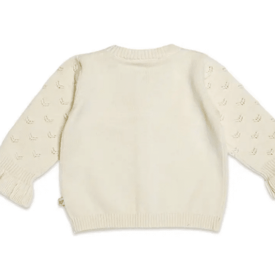 Milan Pointelle Knit Ruffle Baby Cardigan Sweater (Organic)-1