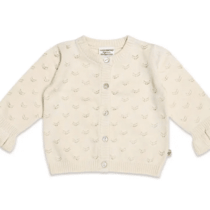 Milan Pointelle Knit Ruffle Baby Cardigan Sweater (Organic)