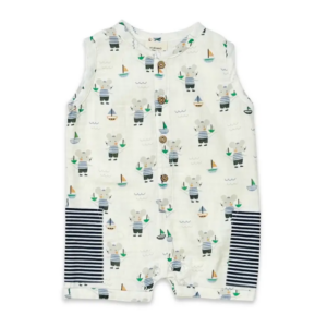 Mouse Sailor Pocket & Button Short Baby Romper (Organic)-1