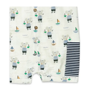 Mouse Sailor Pocket & Button Short Baby Romper (Organic)-2
