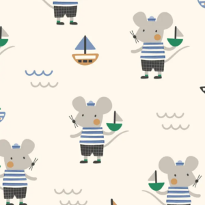 Mouse Sailor Pocket & Button Short Baby Romper (Organic)-3