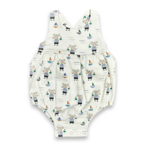 Sailor Mouse Cross Strap Ruffle Baby Romper+Sunhat (Organic)-1