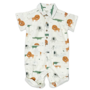 Savannah Collar & Button Playsuit Romper (Organic Muslin)-1