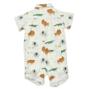 Savannah Collar & Button Playsuit Romper (Organic Muslin)-2
