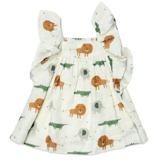 Savannah Ruffle & Smocked Baby Dress+Bloomer Set (Organic-1