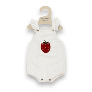 Strawberry Embroidered Pocket Baby Romper (Organic Cotton)