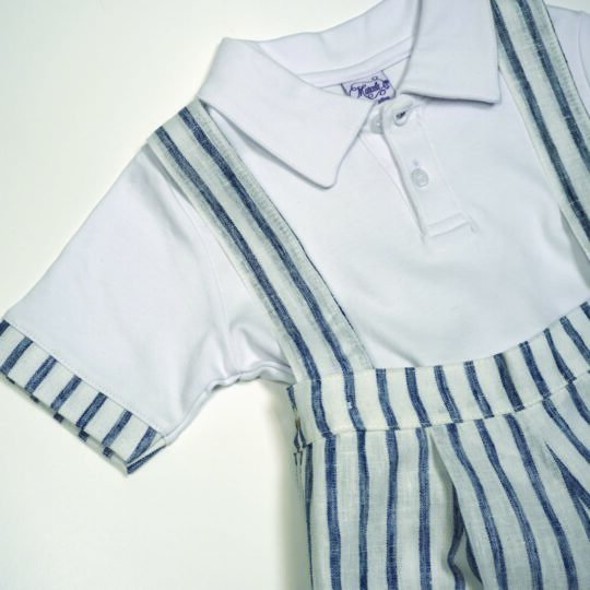 Boy-Striped-Linen-Romper-Shorts-Polo-Close up-SET-OVRL-LIN-ST-BLU