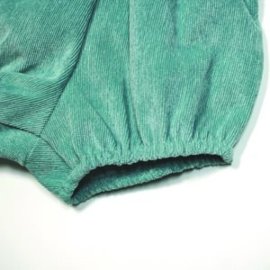 Girl-Corduroy-Suspender-Shorts-and-Long-Sleeve-Onesie - Green-Mini Garden-Close Up-2-SET-CORD-MINGRDN